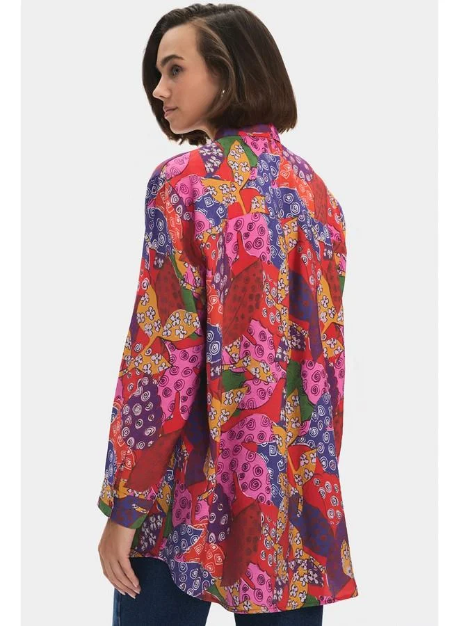 JUNE June Women Oversize/Loose Fit Modal Blend Fited Shirt Multicolor