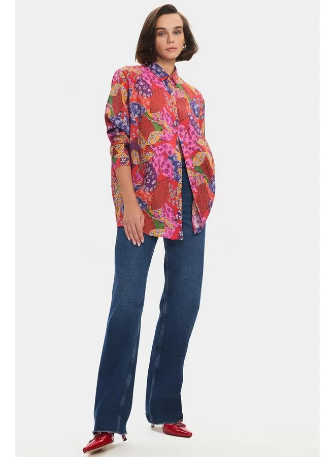 JUNE June Women Oversize/Loose Fit Modal Blend Fited Shirt Multicolor