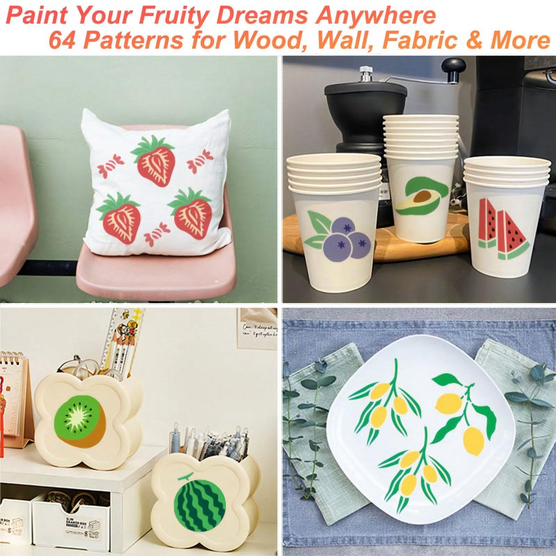 Felixcraft Fruit Stencils for Painting - 64PCS Fruit Patterns Small Stencils for Crafts & DIY Projects - Image 2