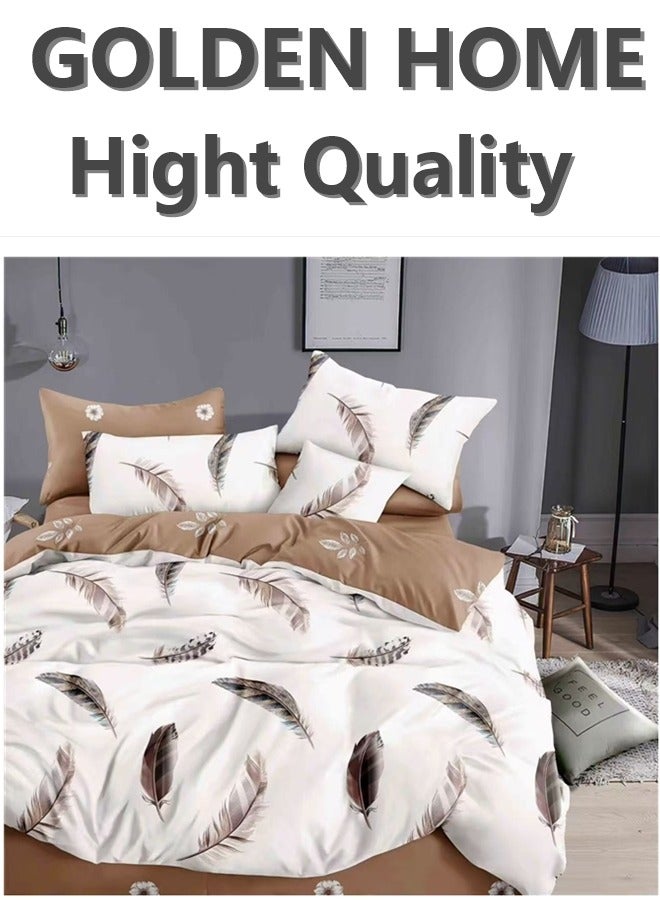 GOLDEN HOME GOLDEN HOME Lifetime Stitching King Size Duvet Cover Set: 1 Reinforced Duvet Cover, 4 Pillow Covers, 1 Tear-Resistant Fitted Sheet