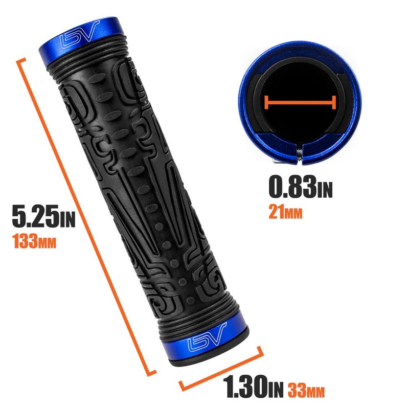 BV Bike Handlebar Grips, Double Lock-on Bicycle Grip Handle Bar End Holding Locking Grips, for MTB, BMX, Mountain, Downhill, Folding Bike (Blue) - Image 4