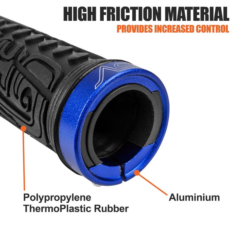 BV Bike Handlebar Grips, Double Lock-on Bicycle Grip Handle Bar End Holding Locking Grips, for MTB, BMX, Mountain, Downhill, Folding Bike (Blue) - Image 2