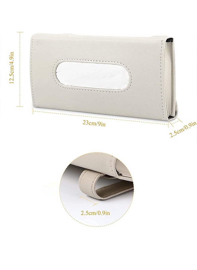 Gloryful Car Tissue Holder, Sun Visor Tissue Box, Car Visor Napkin Holder, Pu Leather Backseat Tissue box (Beige)  - Image 4