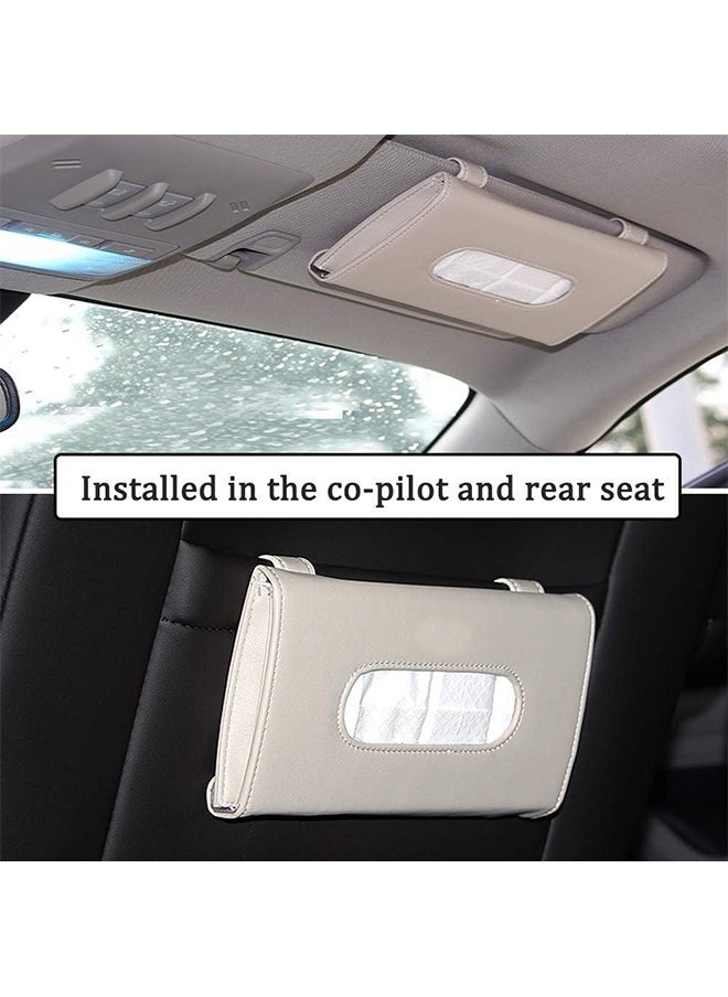 Gloryful Car Tissue Holder, Sun Visor Tissue Box, Car Visor Napkin Holder, Pu Leather Backseat Tissue box (Beige)  - Image 2