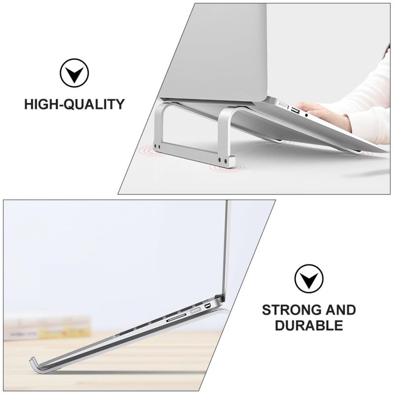 Aluminum Foldable Laptop Stand with Cooling Radiator Portable Silver Computer Riser - Image 4