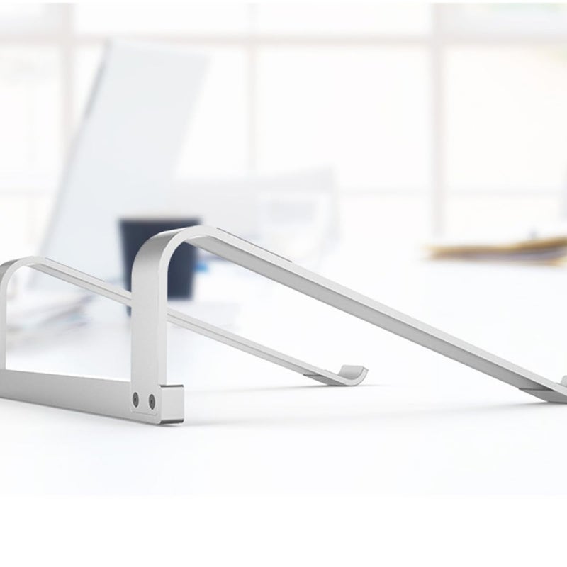 Aluminum Foldable Laptop Stand with Cooling Radiator Portable Silver Computer Riser - Image 5