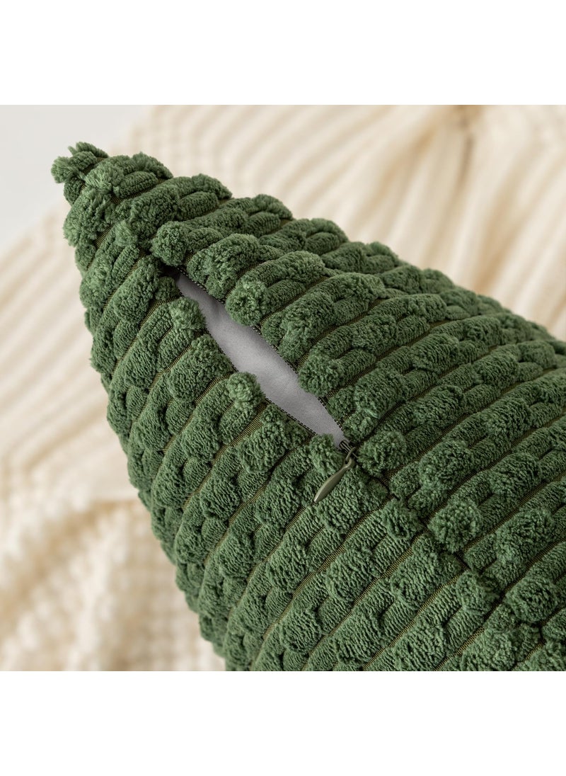 K KEVIN TEXTILE Kevin Textile Throw Pillow Covers Soft Corduroy Decorative Set of 2 Boho Striped Pillow Covers Pillowcases Farmhouse Home Decor for Couch Bed Sofa Living Room 20x20 Inch Moss Green  - Image 3