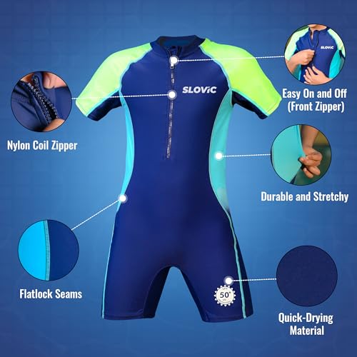 SLOVIC Swimming Costume for Kids [13-14 Years] | Kids Dress for Swimming Pool | Unisex Swimming's Costume for Boys & Girls | Boys Swimmings Costumes with Quick Dry & Chlorine Resistance Material - Image 2
