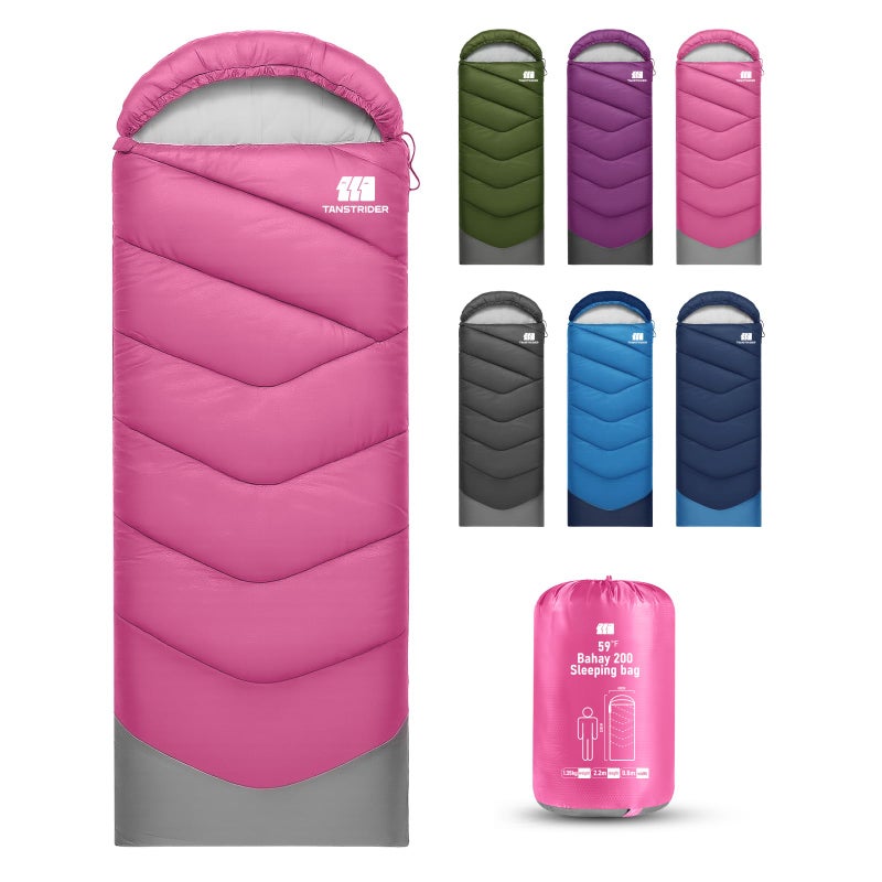 TANSTRIDER Sleeping Bags for Adults Warm Weather,3-4 Season 3lb Lightweight Sleeping Bag for Kids Girls Boys with Compression Sack,Camping Essentials Gear, Hiking,Travel,Backpacking,Outdoor & Indoor - Image 1