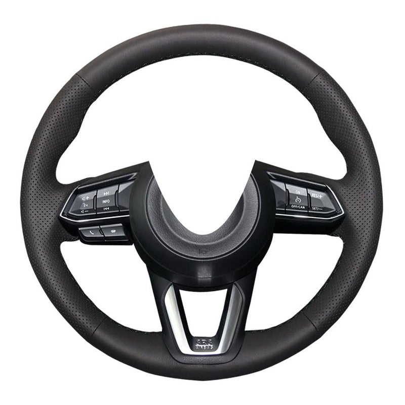 Eiseng DIY Genuine Leather Stitch Steering Wheel Cover Custom Fit for Mazda 3 2017 2018 Mazda CX5 Mazda 6 20172021 CX9 20162021 CX3 20192021 15 inches Interior Accessories Black Thread