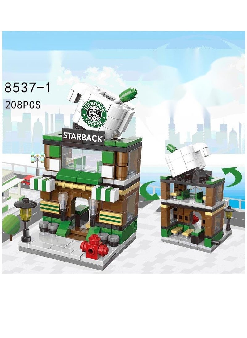 208-Piece Mini Street Starback Coffe Store Building Block Toy  - Image 2