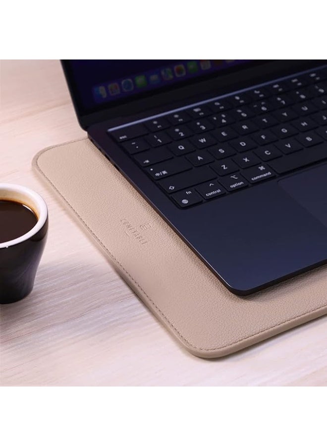 Comfyable Laptop Sleeve 15 Inch Precisely Compatible with MacBook Air 15" M4 2025 A3241 & M3 2024 A3114 & M2 2023 A2941, Faux Leather Cover Case, Sand - Image 3