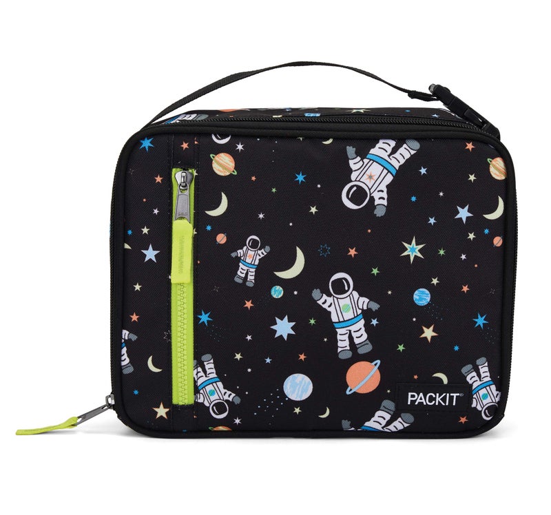 PackIt Freezable Classic Lunch Box Spaceman Built with EcoFreeze Technology Collapsible Reusable Zip Closure With Zip Front Pocket and Buckle Handle Perfect for School Lunches