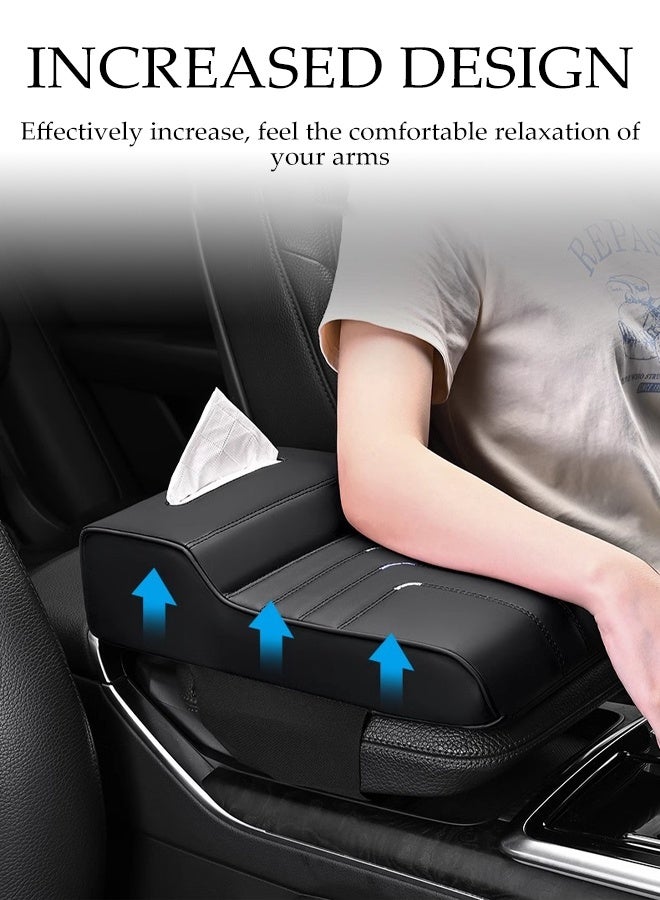 DUNISO Car Center Console Cover Protector Multifunctional Car Armrest Cover Cushion 2in1 Car Tissue Box Car Center Console Cover Sponge Car Armrest Box Height Increase Pad for Most Vehicles, SUVs, Trucks, Cars - Image 2