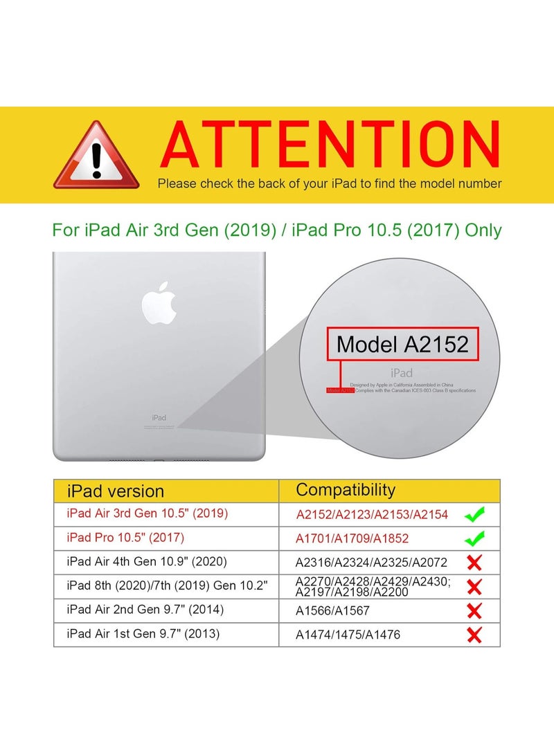 DUSALA Rotating Case for iPad Air 3rd (10.5-Inch,2019/iPad Pro 10.5 Inch,2017) with Pencil Holder,360 Degree Rotation Protective Stand Slim Cover Clear Back, Auto Wake/Sleep (iPad 10.5) - Image 2