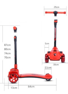 Cool Baby Kid's Scooter 3 Wheels Big Pedal Foldable Kick Scooter with Music, Height Adjustable with LED Light Wheels  - Image 5