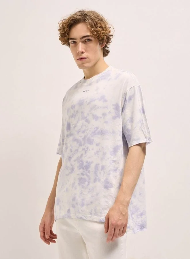 Men's Light Lavender Tie-Dye Oversize Crew Neck T-shirt Perfect For Casual Wear, Gym, Travel, Or Layering Stylish And Versatile Essential For Every Wardrobe