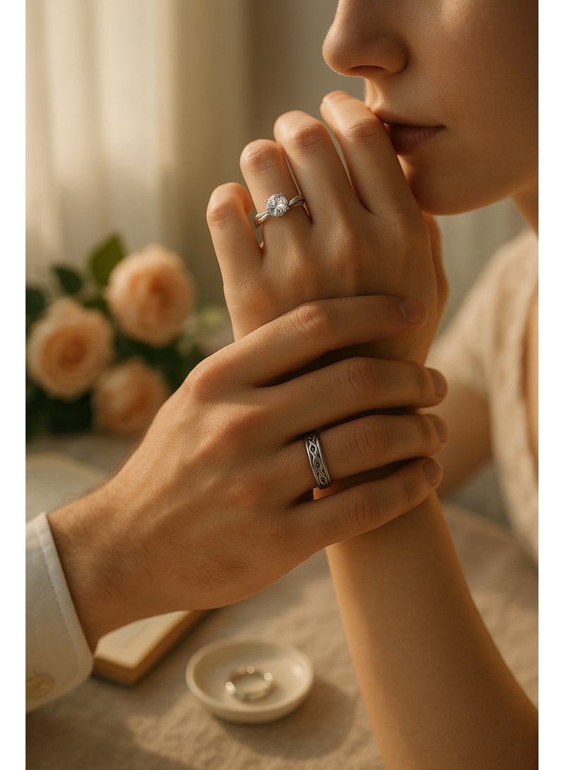 A Pair of 925 Sterling Silver Adjustable Couple Rings Double Heart Matching Bands for Him and Her Perfect for Engagement Wedding Day Anniversary or Daily Wear - Image 3