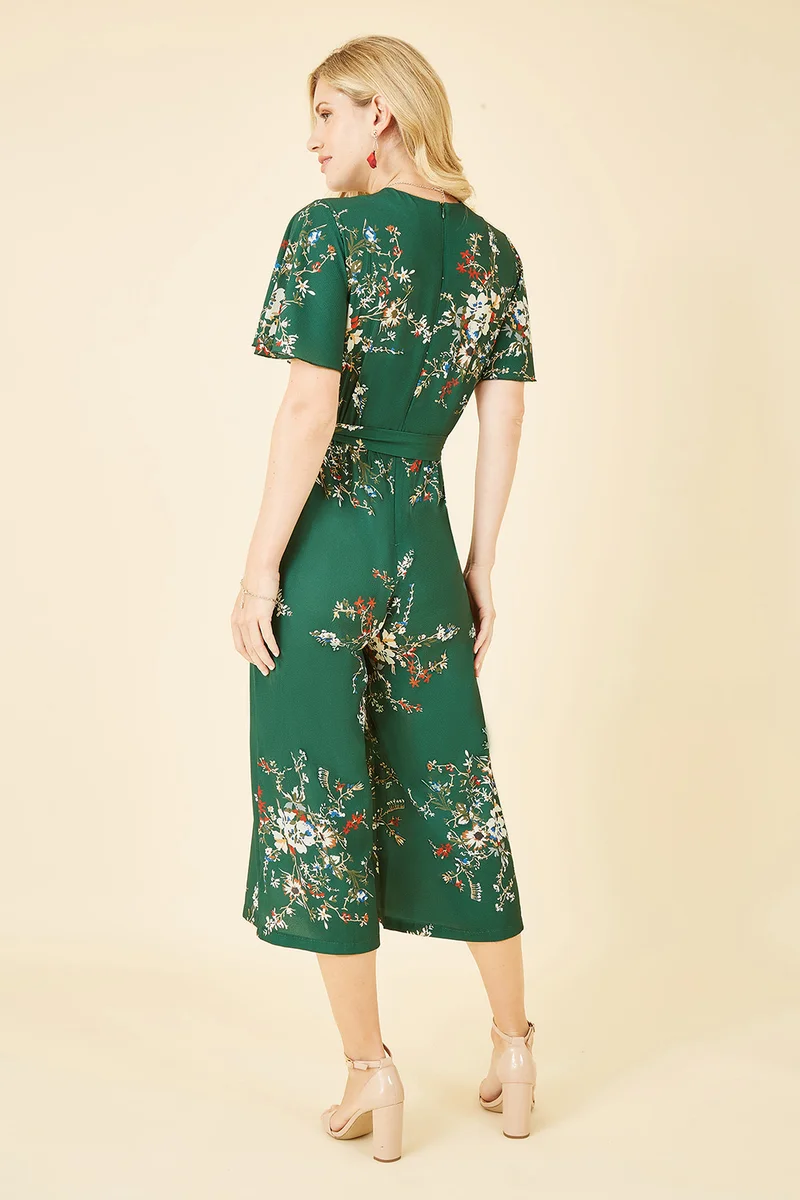 MELA LONDON Floral Print Jumpsuit With Angel Sleeves