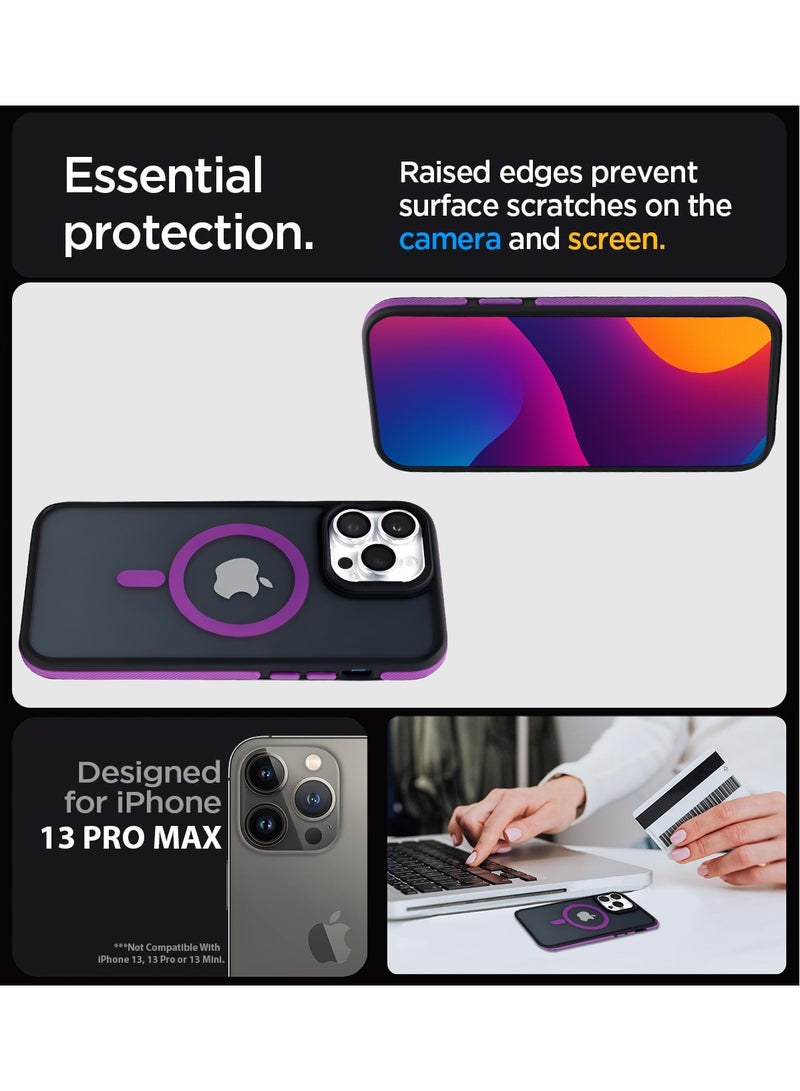 زاديوس - جراب هاتف متوافق مع ايفون 13 برو ماكس - مقاوم للصدمات باللون الأسود غير اللامع مع لمسات أرجوانية متوافق مع الشواحن اللاسلكية - Image 4