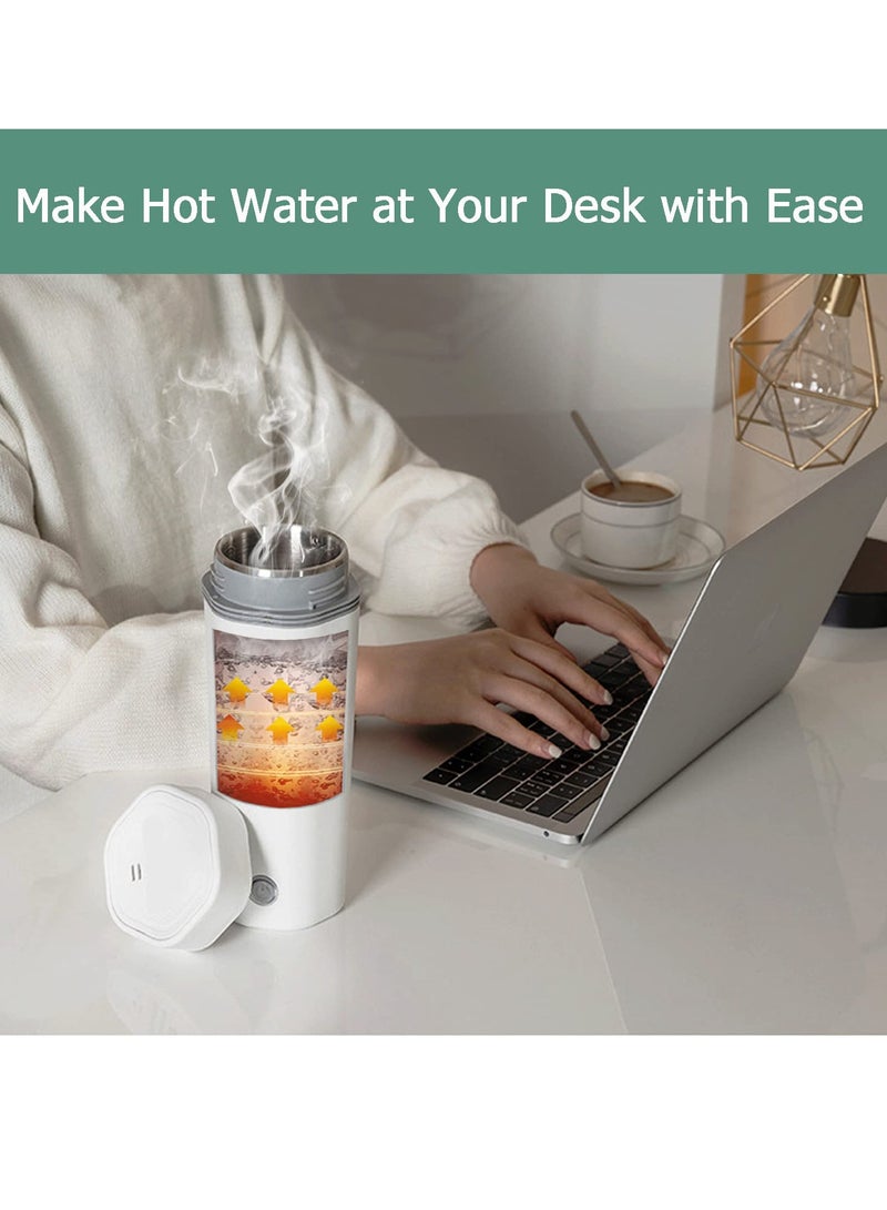 KASTWAVE Portable Electric Kettle Stainless Steel Liner Travel Electric Cup Home Mini Heating Teapot Fast Cooking Single Cup Water Heater 350ml Hot Water Bottle White  - Image 5