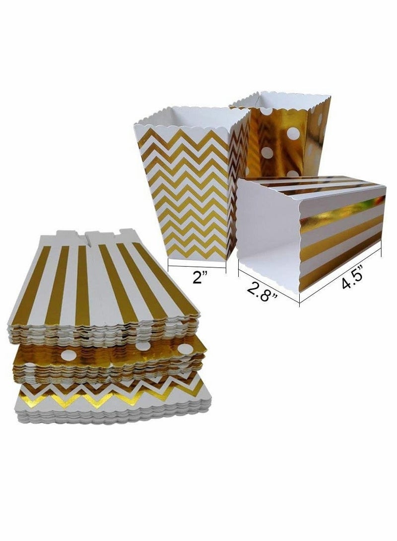 24pcs Popcorn Boxes Holders Containers Cardboard Candy Container Snack Paper Bags for Movie Theater Dessert Tables Wedding Favors (Gold)  - Image 2