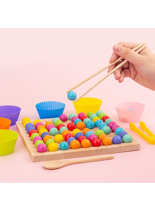Colorful Beads Entertainment Parent-child Attentiontraining Wooden Children Early Education Board Games Boys And Girls Educational Toys Clip Beads - Image 3