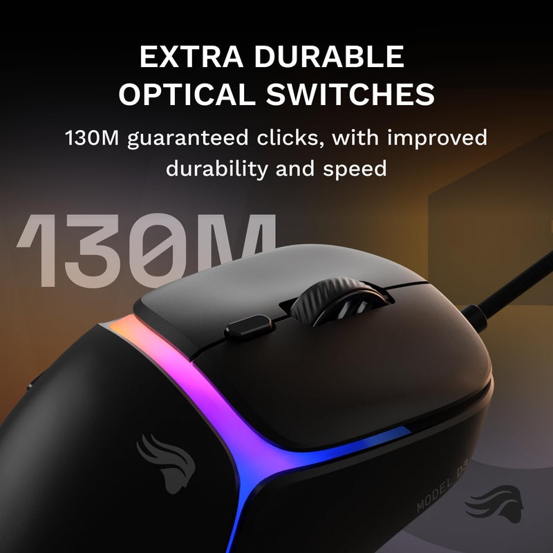 Glorious ماوس الألعاب GLORIOUS موديل D3 سلكي - وزن خفيف للغاية 57 جرام، مفاتيح بصرية 130 مليون نقرة، مستشعر BAMF 3.0 بدقة 30,000 نقطة في البوصة، تتبع 750 IPS، تسارع 50 جرام، يدعم جميع أنواع القبضة - أسود - Image 4