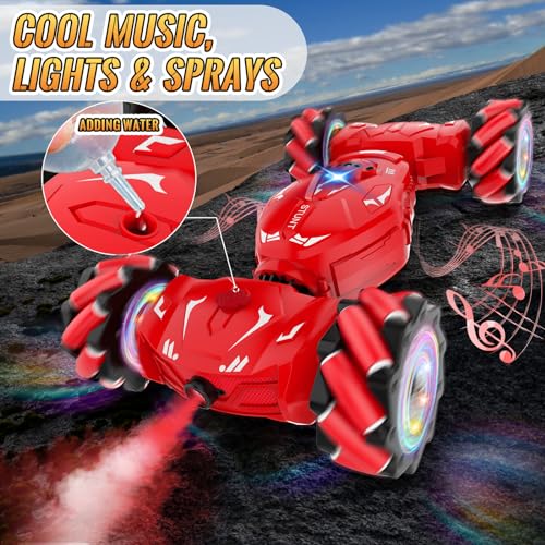 Pristar RC Stunt Cars Gesture Sensing Remote Car Toys for 612 Boys Girls 24Ghz Hand Remote Control Car with Spray Lights Music 360 Rotation 4WD OffRoad Birthday Xmas Gifts for Kids Age 612 - Image 5