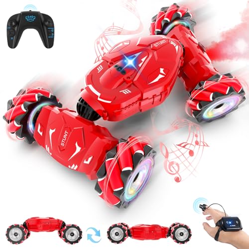 Pristar RC Stunt Cars Gesture Sensing Remote Car Toys for 612 Boys Girls 24Ghz Hand Remote Control Car with Spray Lights Music 360 Rotation 4WD OffRoad Birthday Xmas Gifts for Kids Age 612 - Image 1