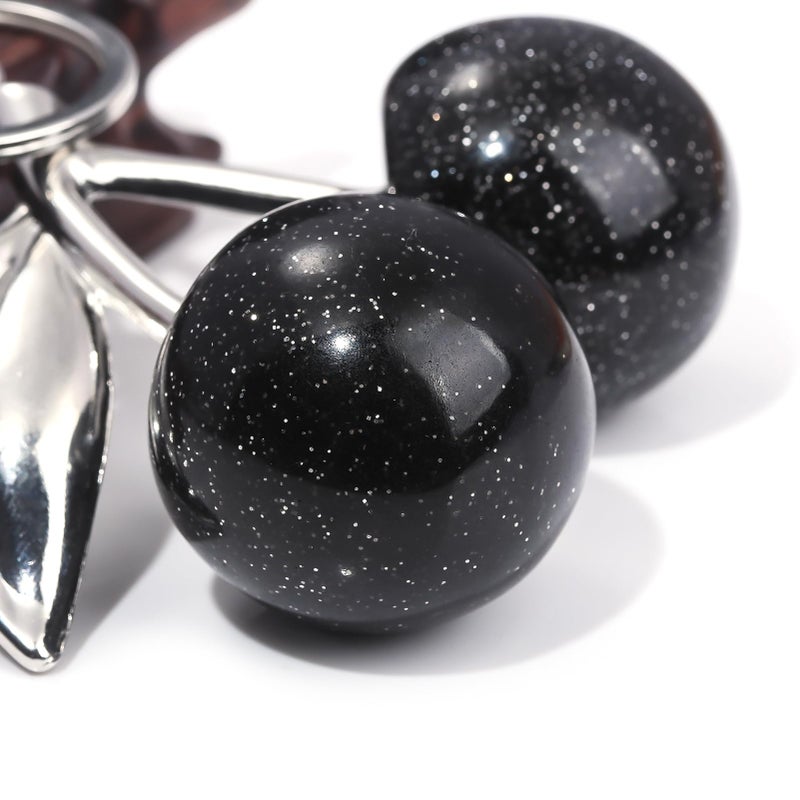 SORGERLY Black Cherry Bag Charm Keychain - Cute Purse Handbag Fruit Accessories - Beautiful Birthday Gift for Women (Black) - Image 4