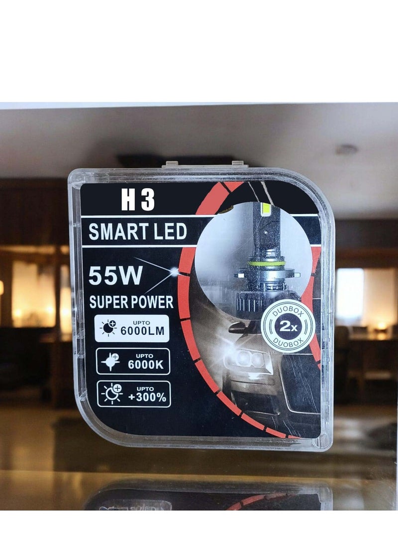 Smart LED car LED kit - 55 watts H3 super powerful energy saving very bright