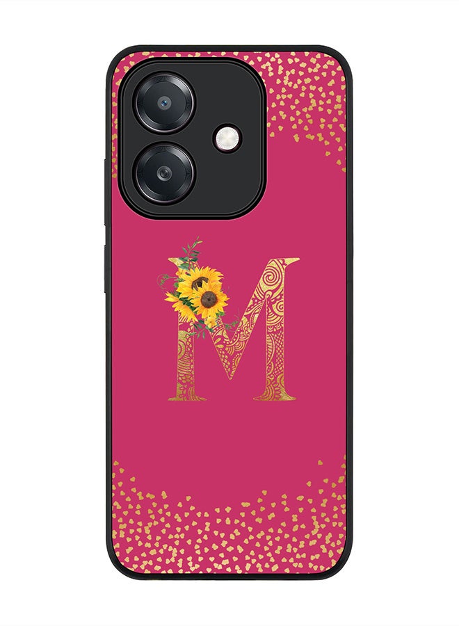Stylizedd For Oppo A5i Case,Slim fit Camera Protection, Shockproof Thin Phone cover  - Custom Floral Monogram - M ( Deep Pink )