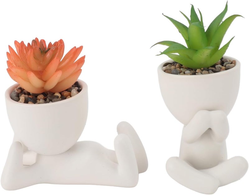 Multi usage ZJchao Planter, Air Plants Office Plants Artificial Flower Pot Human Shaped Mini Fake Flower Pot Cute Desk Decor for Office, Home, Bathroom and Shelf (White) Suitable for all ages Wide use selected material Nationwide courier network International standard quality Demand-based stock planning Trendy natural tone options KSA stocked goods Gulf climate fit Market multi-use trusted quality Flexible purchase choices Practical versatile construction Modern stylish design Family friendly Local market compliant trusted quality All-in-one local deliver plan Varied global sizing picks Locally packed stock Needed all over KSA Rare find Transit damage minimized design Trendy flexible practical build Easy store & transit build Buying recommendation Wear resistant - Image 5