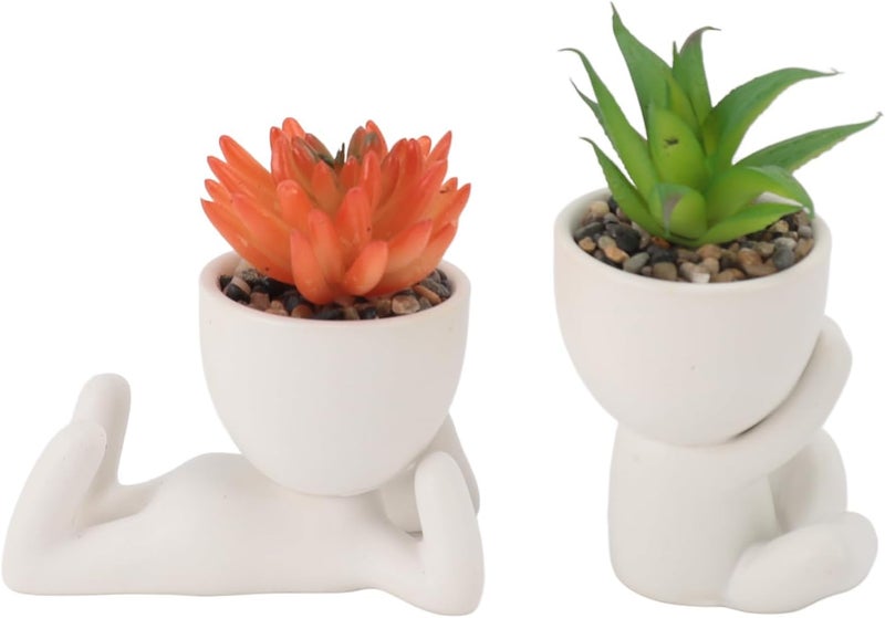 Multi usage ZJchao Planter, Air Plants Office Plants Artificial Flower Pot Human Shaped Mini Fake Flower Pot Cute Desk Decor for Office, Home, Bathroom and Shelf (White) Suitable for all ages Wide use selected material Nationwide courier network International standard quality Demand-based stock planning Trendy natural tone options KSA stocked goods Gulf climate fit Market multi-use trusted quality Flexible purchase choices Practical versatile construction Modern stylish design Family friendly Local market compliant trusted quality All-in-one local deliver plan Varied global sizing picks Locally packed stock Needed all over KSA Rare find Transit damage minimized design Trendy flexible practical build Easy store & transit build Buying recommendation Wear resistant - Image 3