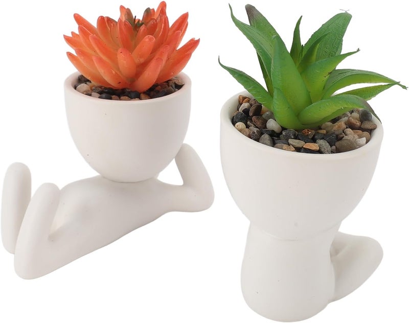 Multi usage ZJchao Planter, Air Plants Office Plants Artificial Flower Pot Human Shaped Mini Fake Flower Pot Cute Desk Decor for Office, Home, Bathroom and Shelf (White) Suitable for all ages Wide use selected material Nationwide courier network International standard quality Demand-based stock planning Trendy natural tone options KSA stocked goods Gulf climate fit Market multi-use trusted quality Flexible purchase choices Practical versatile construction Modern stylish design Family friendly Local market compliant trusted quality All-in-one local deliver plan Varied global sizing picks Locally packed stock Needed all over KSA Rare find Transit damage minimized design Trendy flexible practical build Easy store & transit build Buying recommendation Wear resistant - Image 2