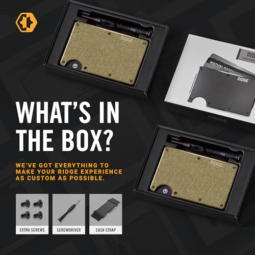 The Ridge Ridge Wallet for Men - Slim Minimalist Compact Wallet and Card Holder, RFID Protected Front Pocket Wallets for Men with Integrated Cash Strap (Brass) - Image 4