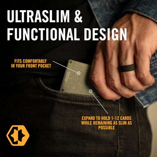 The Ridge Ridge Wallet for Men - Slim Minimalist Compact Wallet and Card Holder, RFID Protected Front Pocket Wallets for Men with Integrated Cash Strap (Brass) - Image 2