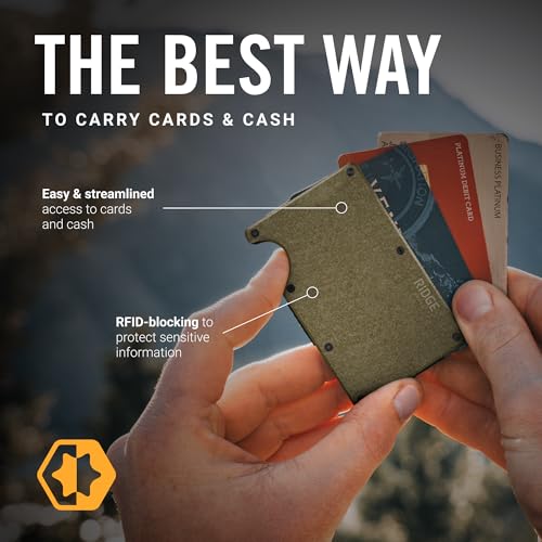 The Ridge Ridge Wallet for Men - Slim Minimalist Compact Wallet and Card Holder, RFID Protected Front Pocket Wallets for Men with Integrated Cash Strap (Brass) - Image 3