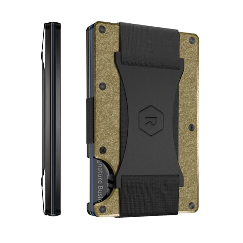 The Ridge Ridge Wallet for Men - Slim Minimalist Compact Wallet and Card Holder, RFID Protected Front Pocket Wallets for Men with Integrated Cash Strap (Brass) - Image 1