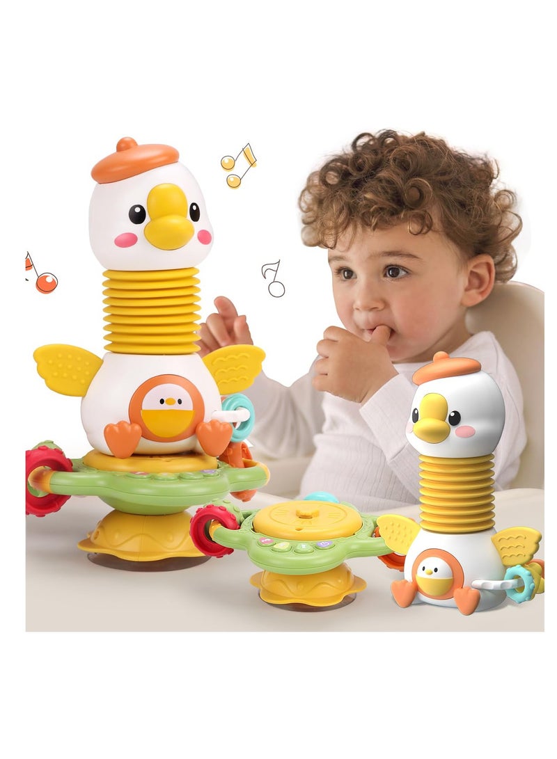 SYOSI 2 in 1 Baby High Chair Toys with Suction Cups Preschool Toys Dinner Table Playmate with Music Sound Educational Newborn Infant Toy Gifts for Kids 6+ Months 1-2 Year Old Vasily Goose - Image 1