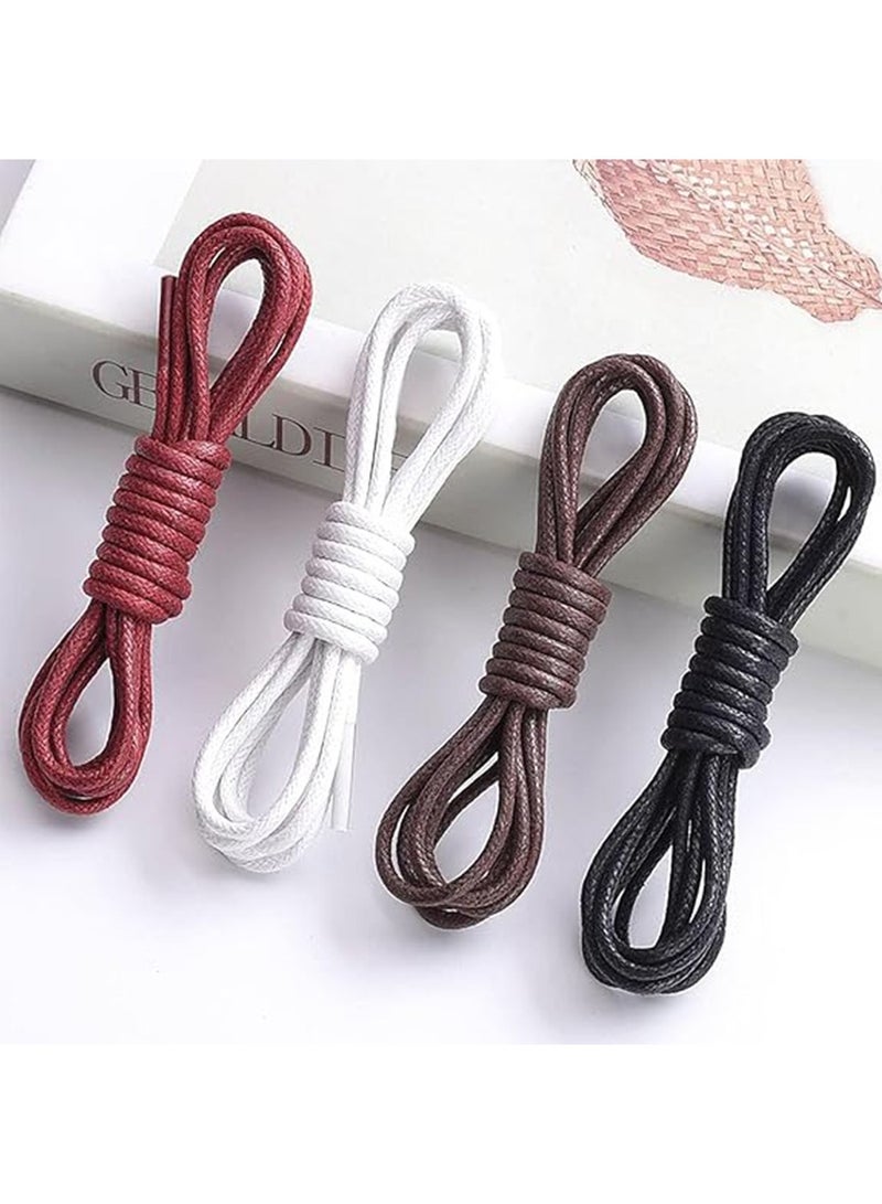 SYOSI 4 Pairs Formal Cotton Shoelaces, Waxed Round Bootlaces Premium for Oxford Dress Boots Leather Shoes 70 cm Normal Men's and Women's British Style Casual Leather Shoes Leather Boots Shoelaces - Image 5