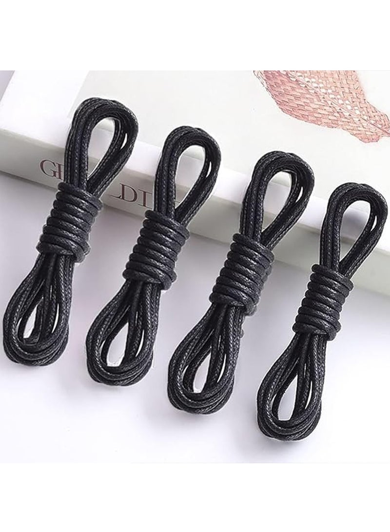 SYOSI 4 Pairs Formal Cotton Shoelaces, Waxed Round Bootlaces Premium for Oxford Dress Boots Leather Shoes 70 cm Normal Men's and Women's British Style Casual Leather Shoes Leather Boots Shoelaces - Image 4