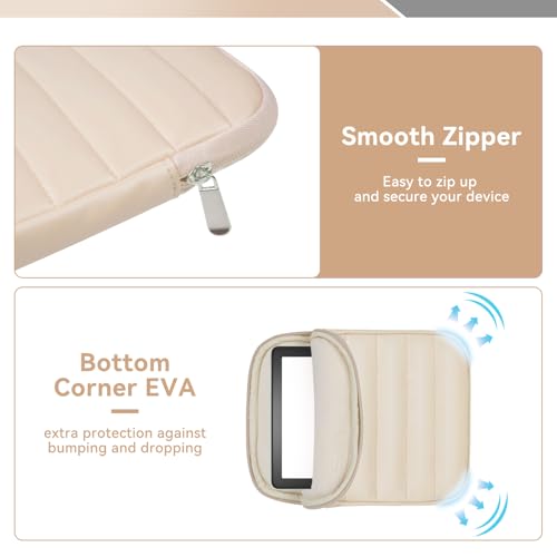 Clezolraa 6-7 Inch Puffy Sleeve Case for 7" Kindle Paperwhite 12th Gen/Colorsoft 2024, 6.8" Kindle Paperwhite 11th Gen, 6" Kindle 11th Gen 2024/2022, Oasis, Protective Pouch Bag, Beige - Image 5