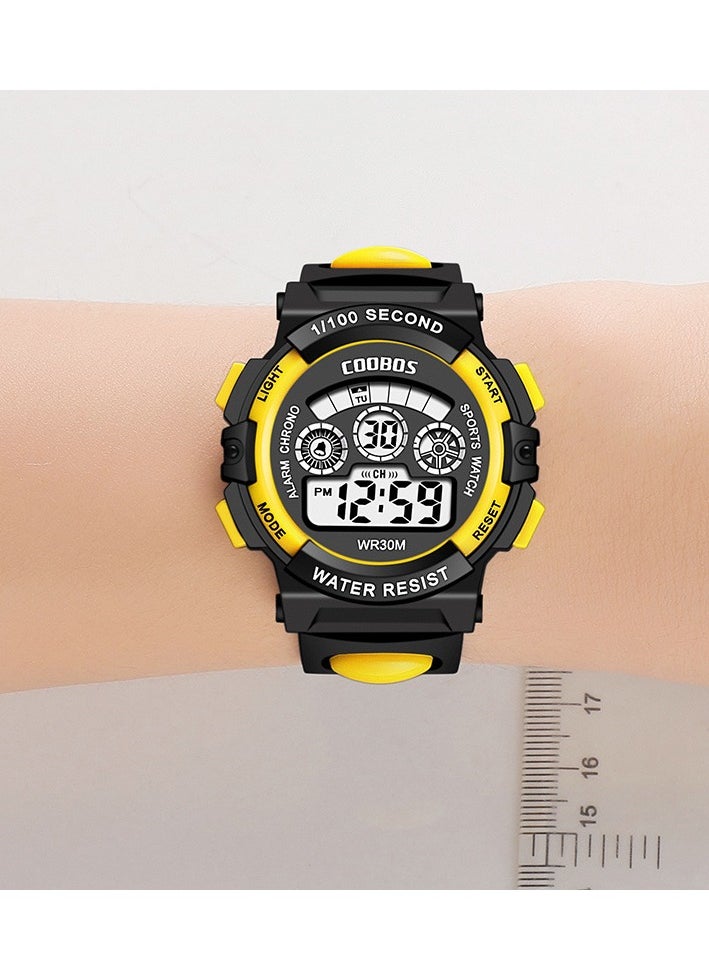 Coobos - 4PCS Children's Waterproof Rubber Digital Watch (Blue/Orange/Yellow/Red) - Image 1