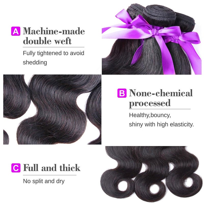 ALLRUN Body Wave Bundles Human Hair 18 20 22 Inch 3 Bundles Human Hair Body Wave 10A 100% Unprocessed Brazilian Virgin Hair for Black Women Remy Hair Extension - Image 4