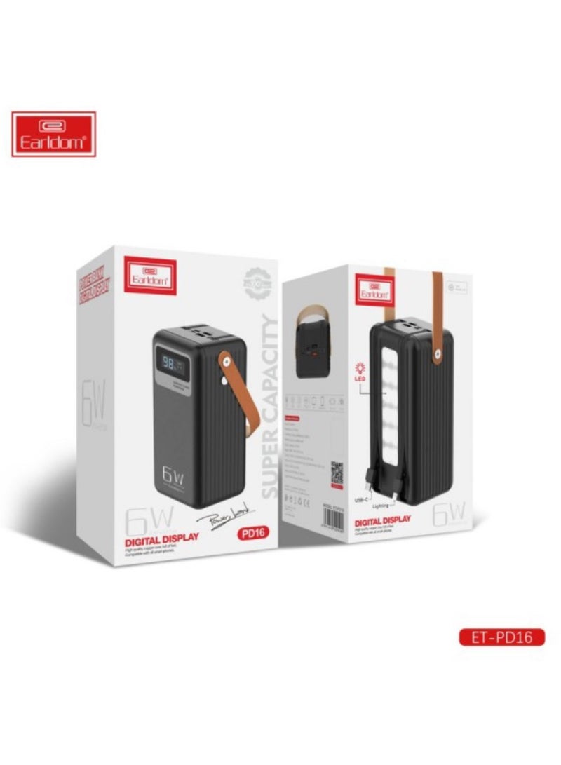 أيرلدوم Earldom PD16 60000mAh Power Bank شاشة رقمية ومصابيح LED مع 2 منافذ USB ومنفذين من النوع C - Image 1