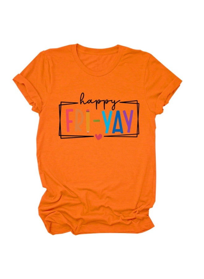 Teacher Shirts Women Happy Friday Shirt Teacher Friyay T-Shirt Teacher Appreciation Graphic Tees Funny Weekend Tops - Image 1