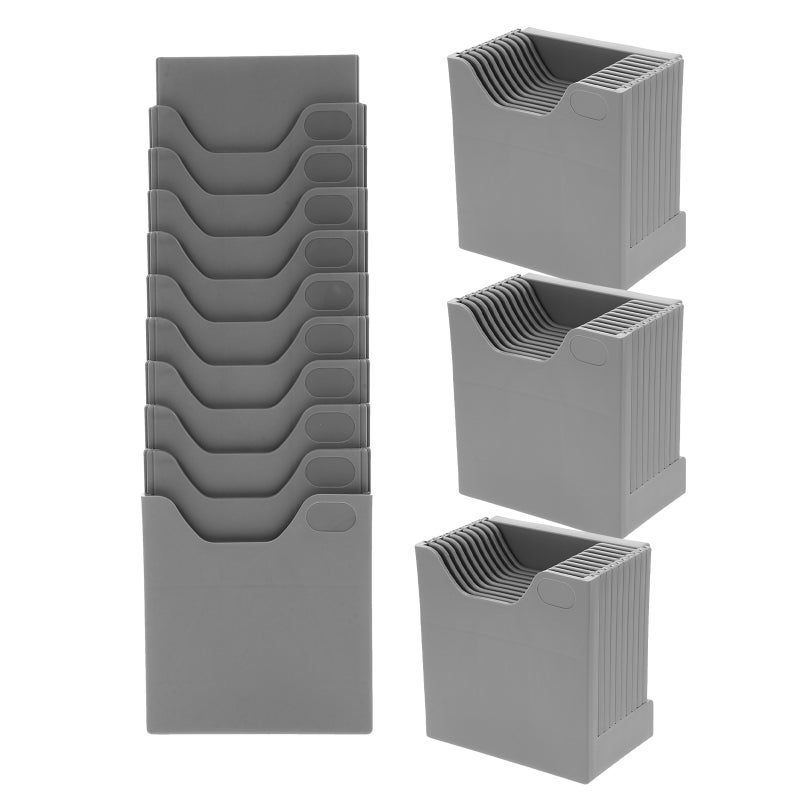 4pcs Time Cards Rack: Retractable Time Card Holder With 10-Pocket Slots Attendance Payroll Rack For Office Desktop Use - Image 1