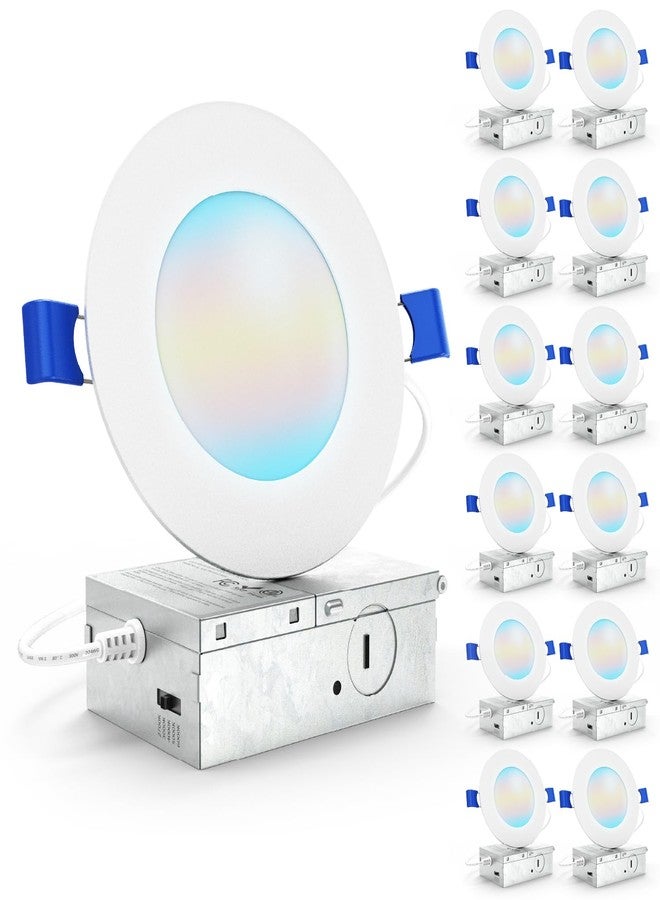 صنكو لايتنغ مجموعة من 12 مصباح سقف LED رفيع من Sunco Lighting، مقاس 4 بوصات، قابلة للتثبيت في السقف، مع إمكانية اختيار درجة حرارة اللون (2700 كلفن/3000 كلفن/3500 كلفن/4000 كلفن/5000 كلفن)، قابلة للتعتيم، بقدرة 10 واط (تعادل 60 واط)، وشدة إضاءة 650 لومن، بإطار أملس، بدون علبة، مع صندوق توصيل - حاصلة على شهادة Energy Star ETL T24 - Image 1